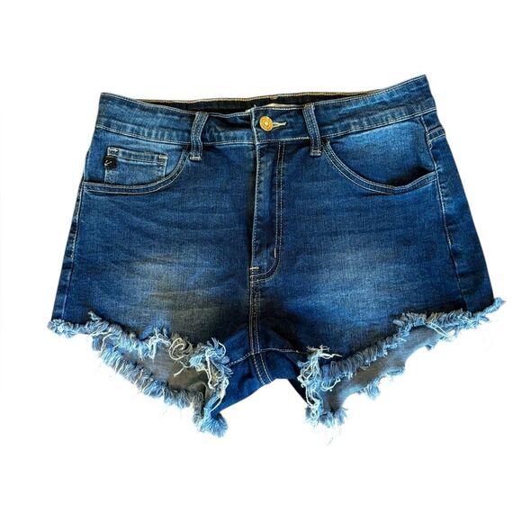 KanCan High Waisted Jeans Shorts Frayed Hem Womens Size 11 - Picture 1 of 7